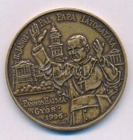 Lebó Ferenc (1960-) 1996. "II. János Pál pápa látogatása - Pannonhalma, Győr / pro stabilitate regni nostri - pannonhalma" kétoldalas bronz emlékérem (42,5mm) T:AU patina