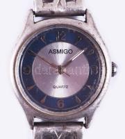 Asmigo ezüst (Ag) tokos óra ezüst (Ag) szíjjal, jelzett, bruttó 45g