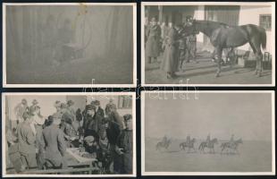 cca 1920-1925 Katonai fotólapok (toborzás, rádió, lovak, stb.), 6 db, jelzés nélkül, 9x14 cm