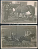 cca 1920-1925 Katonai fotólapok (toborzás, rádió, lovak, stb.), 6 db, jelzés nélkül, 9x14 cm