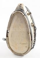 Régi fa kulacs, laza vasazással, m: 29 cm