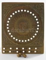 Réz öröknaptár, 2 jelölőjével, m: 13,5 cm