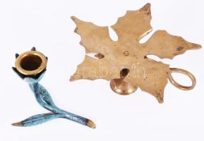 2 darab virágalakos bronz gyertyatartó, m: 8 cm