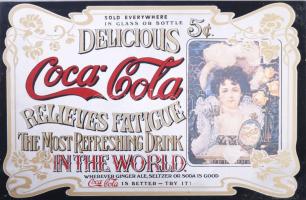 Coca Cola festett üveg reklámtábla, 20,5x31 cm