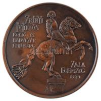 Tóth Béla (1941- ) 1989. "Zrínyi Miklós költő és hadvezér emlékére - Zalaegerszeg 1989" kétoldalas, bronz emlékérem (42,5mm) T:AU patina