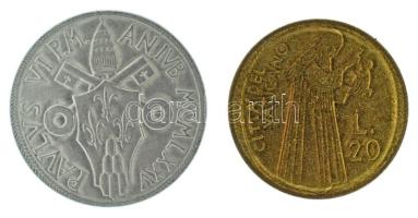 Vatikán 1975. 20L + 10L rozsdamentes acél T:UNC Vatican 1975. 20 Lire + 10 Lire Stainless-Steel C:UNC