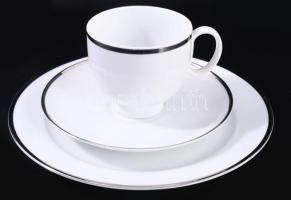 Heinrich platinacsíkozott 6 személyes reggeliző szett, csészék alátéttel és desszertes tányérok, jel...