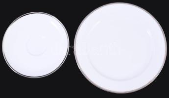 Heinrich platinacsíkozott 6 személyes reggeliző szett, csészék alátéttel és desszertes tányérok, jel...