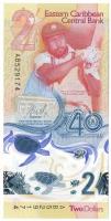 Kelet-Karibi Államok 2023. 2$ "A Kelet-Karibi Központi Bank 40. évfordulója", "AB529174" T:UNC Eastern Caribbean States 2023. 2 Dollars "40 Years of the Eastern Caribbean Central Bank", "AB529174" C:UNC Krause P#61