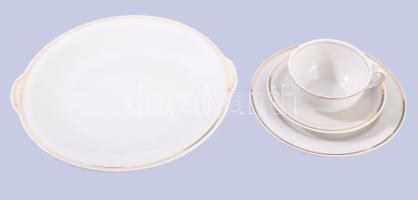 Bavaria négyrészes egyszemélyes reggeliző szett, csésze alátéttel, desszertes tányér és kínáló, jelzett, hibátlan, d: 26 cm
