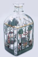 Karácsonyi mintával festett italos palack, hibátlan, m: 18 cm