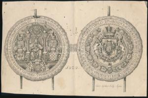 cca 1785 Anton Tischler metszete II. Ferdinánd nagycímeréről, 19×29 cm