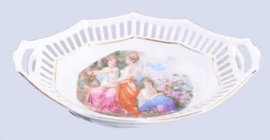 Bavaria Schumann zsánermintás ékszeres edény, jelzett, kopással, 15x9,5 cm