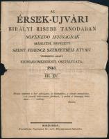 1845 Az Érsekújvári Tanoda értesítője, szakadásokkal