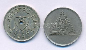 1930-1950 k. "Telefon Automata / 930" Cu-Ni telefonérme (tantusz) (21,5mm) + Jugoszlávia / Horvátország / Fiume 1947. "Autotrolej Rijeka 1947 / Gradski Promet 1899" Cu-Ni tömegközlekedési zseton, középen lyukasztva (20mm) T:XF Hungary cca 1930-1950. "Telefon Automata / 930" Cu-Ni telephone coin (21,5mm) + Yugoslavia / Croatia / Rijeka 1947. "Autotrolej Rijeka 1947 / Gradski Promet 1899" Cu-Ni public transport token, holed in the middle (20mm) C:XF