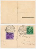 2 db RÉGI magyar reklám grafikai képeslap: 'A magyar szőlőnek nincsen párja' és 'Kedv...