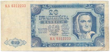 Lengyelország 1948. 20Zl "KA 6312233" T:F Poland 1948. 20 Złotych "KA 6312233" C:F Krause P#137