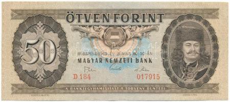 1969. 50Ft "D 184 017915" T:F szép papír Adamo F20