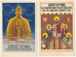 Szent István 900 éves jubileuma - 2 db RÉGI képeslap / 2 pre-1945 postcards: King Stephen I of Hungary's jubilee