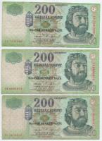 2001. 200Ft (5xklf) "FA", "FB", "FC", "FD" és "FE"...