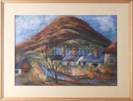 Vassy Erzsébet (1952-): Nagybányai táj. Pasztell, karton, jelzett, hátoldalán autográf felirattal, fakeretben, 33×48 cm