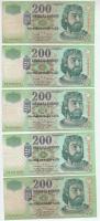 2001. 200Ft (5xklf) "FA", "FB", "FC", "FD" és "FE" betűjelek + 2006. 200Ft (3xklf) "FA", "FB" és "FC" betűjelek T:F
