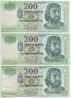 2001. 200Ft (5xklf) "FA", "FB", "FC", "FD" és "FE"...