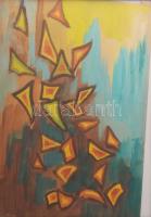 Barta István (v. Mária): Kompozíció. Vegyes technika, papír, jelzés nélkül, üvegezett fakeretben, 43×33 cm