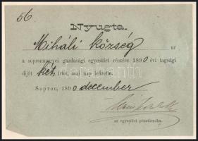 1890 Mihályi, nyugta és nyugtatvány