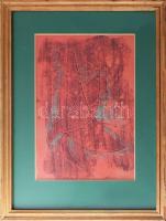 Barta István (1892-1976): Madárpár. Vegyes technika, papír, jelzett, üvegezett fakeretben, 41×29 cm