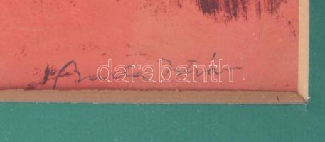 Barta István (1892-1976): Madárpár. Vegyes technika, papír, jelzett, üvegezett fakeretben, 41×29 cm