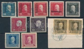 K.u.k. Feldpost és Bosznia-Hercegovina kis tétel stecklapon, 11 db bélyeg