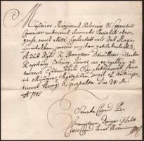 1745 Magyar nyelvű kézzel írt igazolás