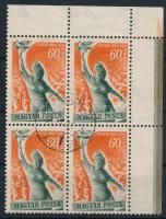 1950 Béke (III.) 60f ívsarki négyestömb számvízjellel