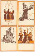 Ferences Missziók - 6 db magyar vallás művészlap Márton L. szignóval / 6 Hungarian religious art postcards signed by Márton L.