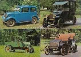 AUTOMOBIL - 18 db MODERN képeslap, a Közlekedési Múzeum színes járműsorozata, közte néhány duplum / AUTOMOBILES - 18 modern postcards (series), with duplums