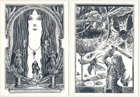 12 db MODERN (1978) szovjet grafikai illusztrációs képeslap (sorozat) / 12 modern (1978) Soviet grap...