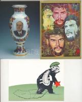 5 db MODERN kommunista propaganda lap: Nagy Imre, Kádár János, Che Guevara, orosz medve vörös csillaggal, Brezsnyev peresztrojka / 5 modern Communist propaganda postcards
