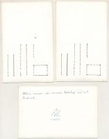 BUÉK 1975 - 3 db MODERN rajzolt üdvözlőlap / 3 modern drawn New Year greeting art postcards