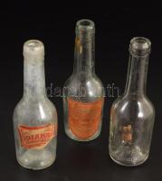 3 darab régi dianás üveg, közte Erényi Diana, m: 13 cm