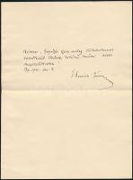 1941 Bp., Horváth János (1878-1961) Kossuth-díjas irodalomtörténész, egyetemi tanár, az MTA tagjának saját kezű, rövid levele