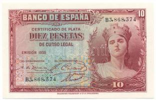 Spanyolország 1935. 10P "B3,868,374" T:F Spain 1935. 10 Pesetas "B3,868,374" C:F Krause P#86