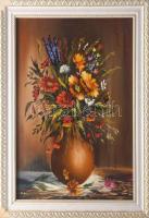 Cs. Gulyás Mária (-): Színes csokor. Olaj, vászon. Jelzett. Dekoratív, kissé sérült fakeretben. 48x35 cm