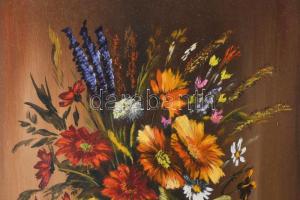Cs. Gulyás Mária (-): Színes csokor. Olaj, vászon. Jelzett. Dekoratív, kissé sérült fakeretben. 48x3...