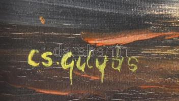 Cs. Gulyás Mária (-): Színes csokor. Olaj, vászon. Jelzett. Dekoratív, kissé sérült fakeretben. 48x3...