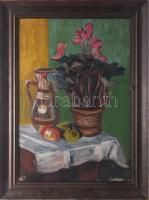 Jelzés nélkül: Csendélet. Olaj, karton. Kissé sérült fakeretben. 49x35 cm