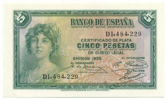 Spanyolország 1935. 5P "D1,484,229" T:AU Spain 1935. 5 Pesetas "D1,484,229" C:AU Krause P#85a.2