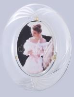 Kristály ovális támasztható képtartó, 29x24 cm