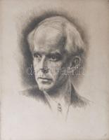 Jelzés nélkül: Bartók Béla arcképe. Rézkarc, papír, üvegezett fakeretben, 34×29,5 cm