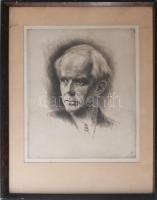 Jelzés nélkül: Bartók Béla arcképe. Rézkarc, papír, üvegezett fakeretben, 34×29,5 cm